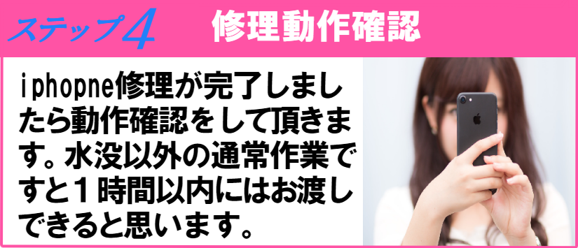 ご利用までの流れ4、なおったiphoneの動作確認